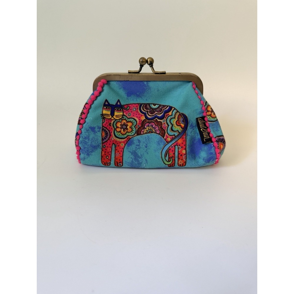 Laurel Burch Bohemian Whiskers Coin Purse Kiss Lock Colorful Whimsical